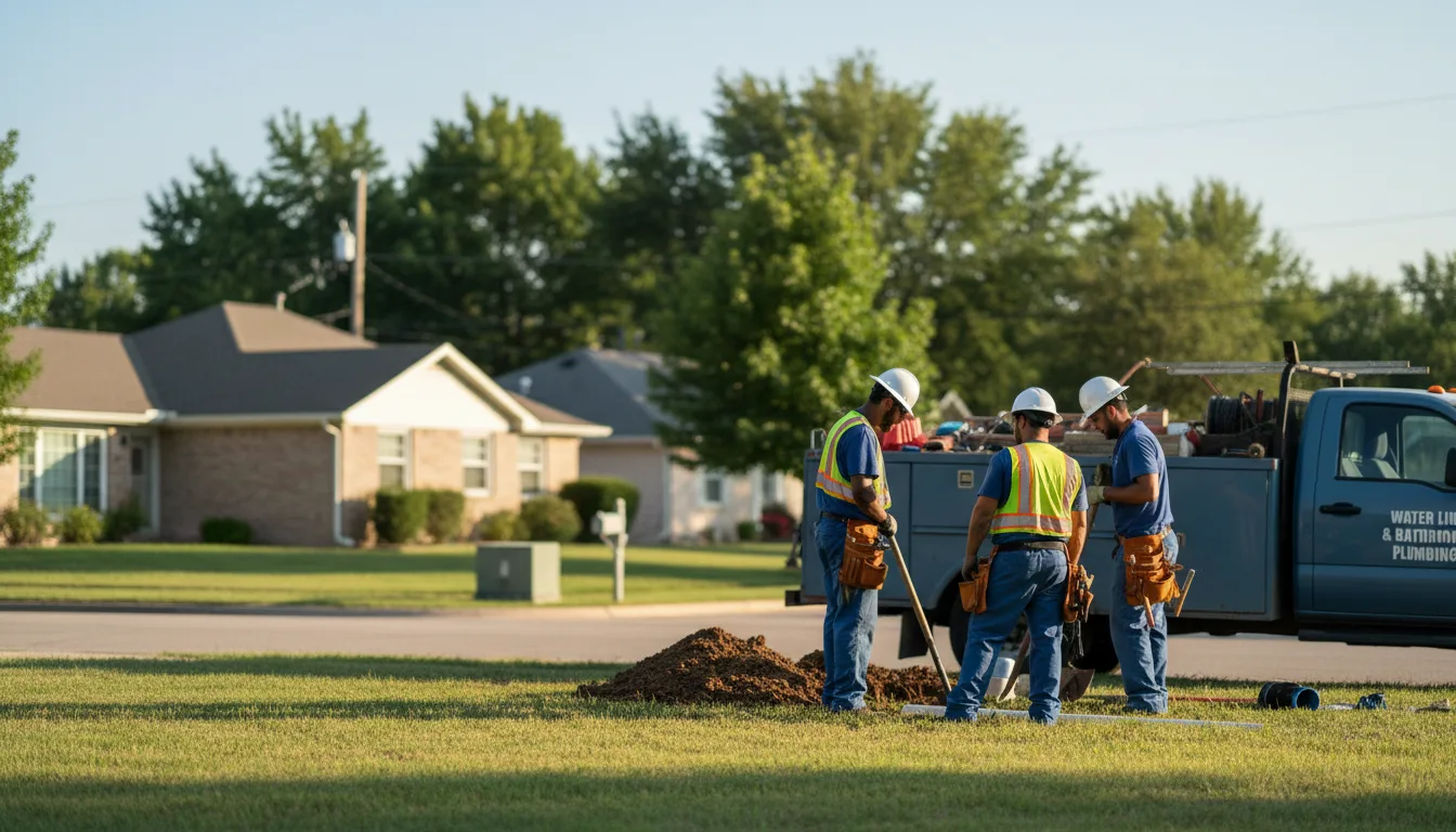 Residential water line and bathroom plumbing service in Leesville, TX
